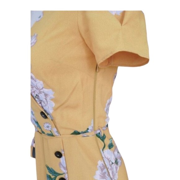 Petite Marigold Floral Belted Tea Dress - ASOS River Island size 4P - Picture 6 of 13